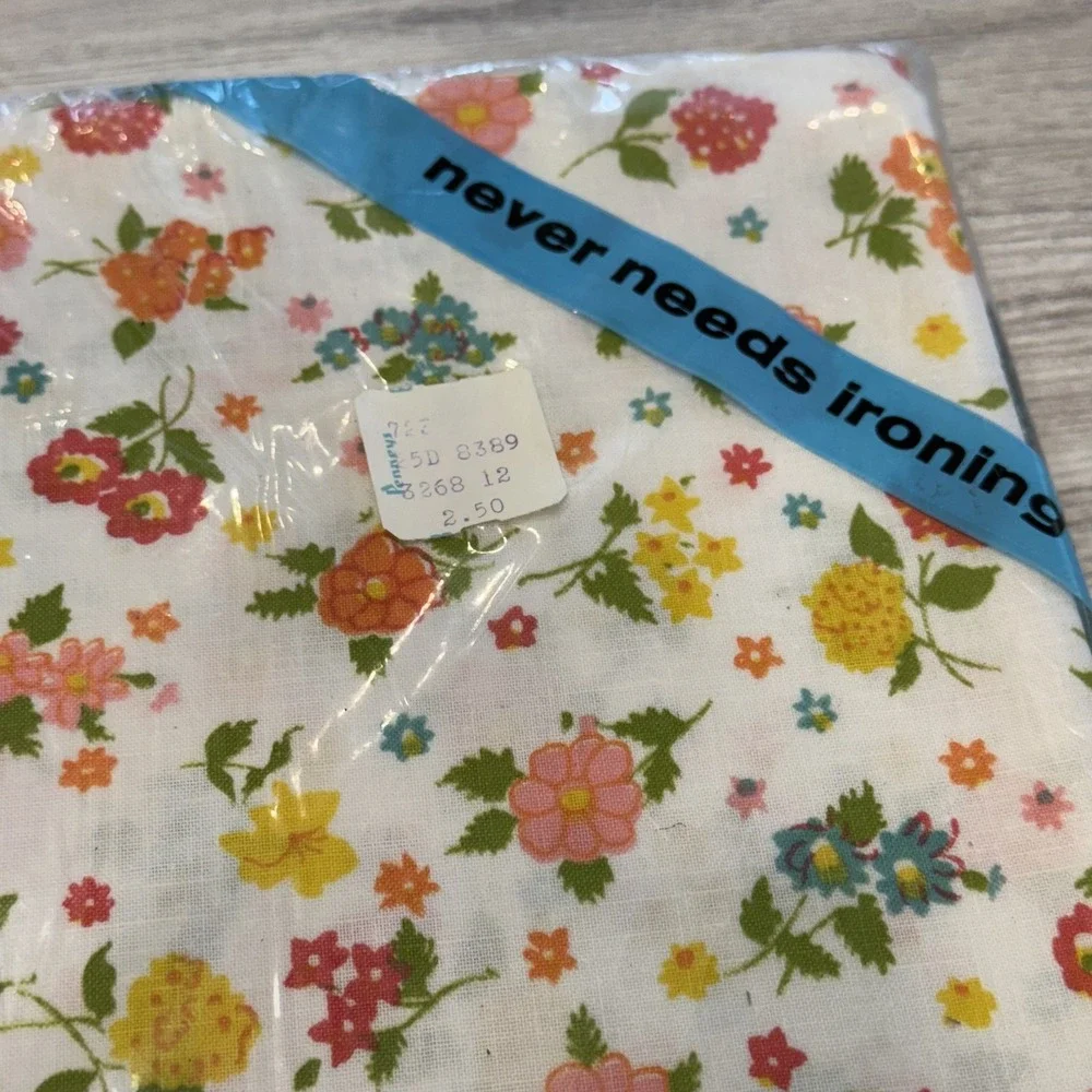 Vintage Penneys Fashion Manor Twin Bed Sheet Floral No-Iron Muslin‎ 72x104 New
